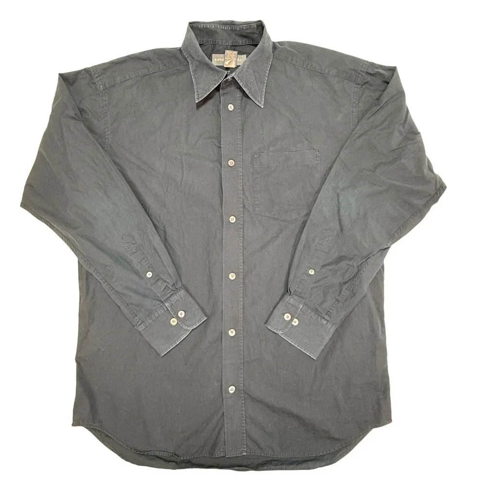 Banana Republic Mens Large Gray Cotton Button Down Shirt Long Sleeve 714999-00